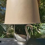 Lampe cygne bronze argenté années 70