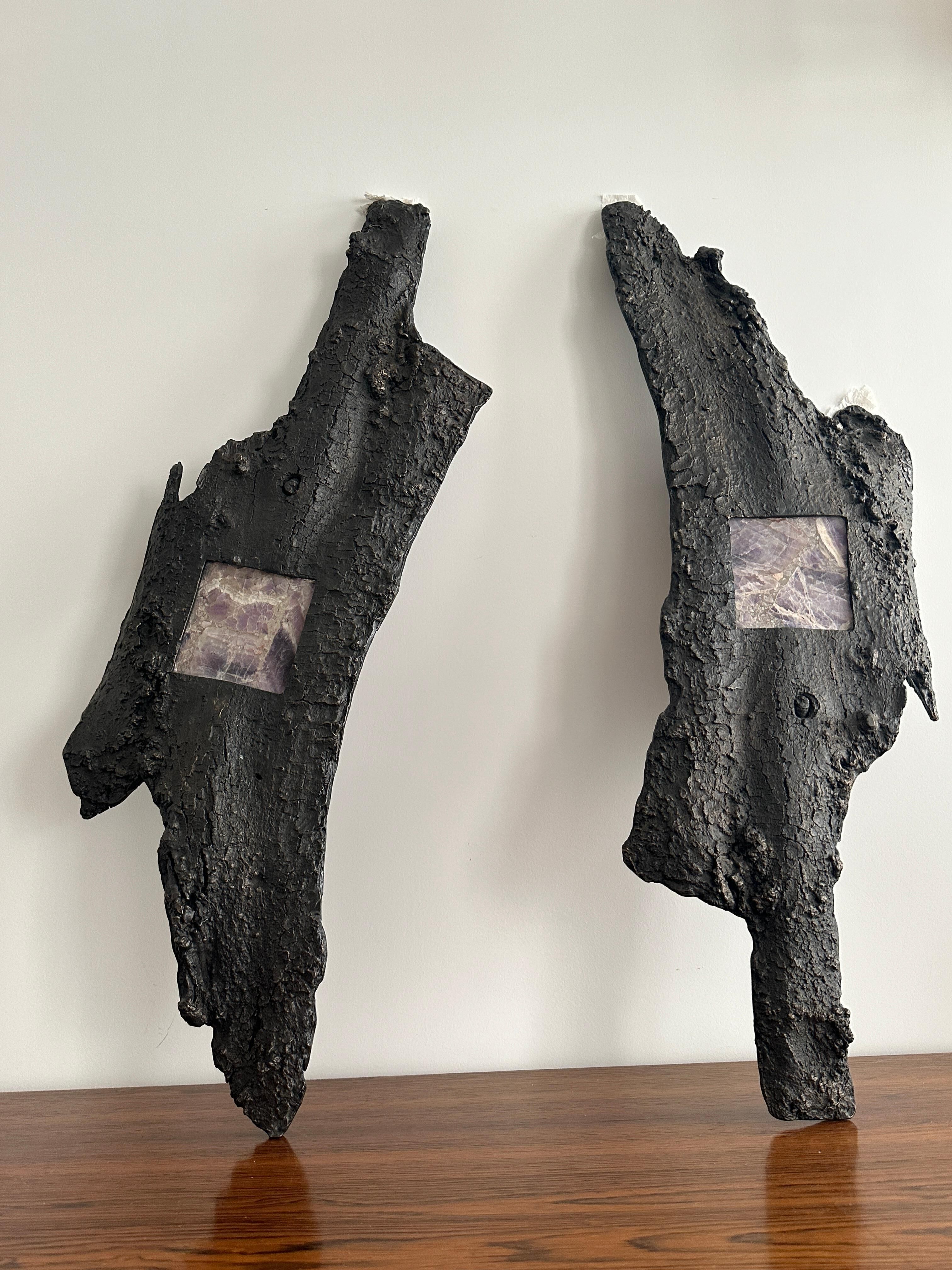 Wall Light Cast Bronze and Amethyst, France, 1970