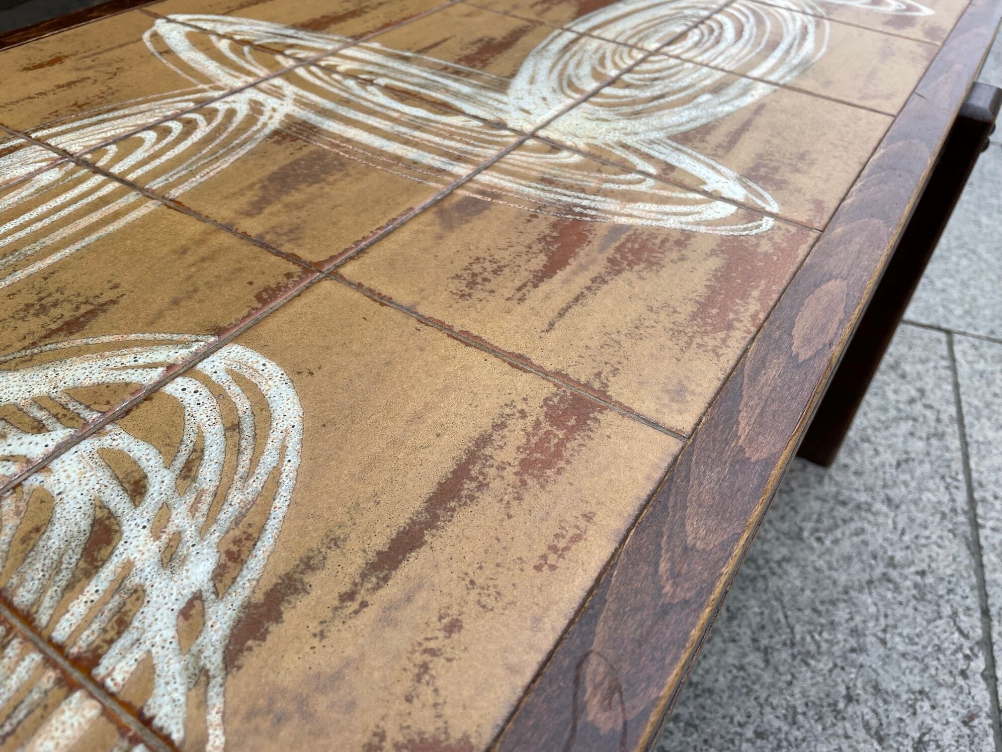 Table basse céramique bois vintage