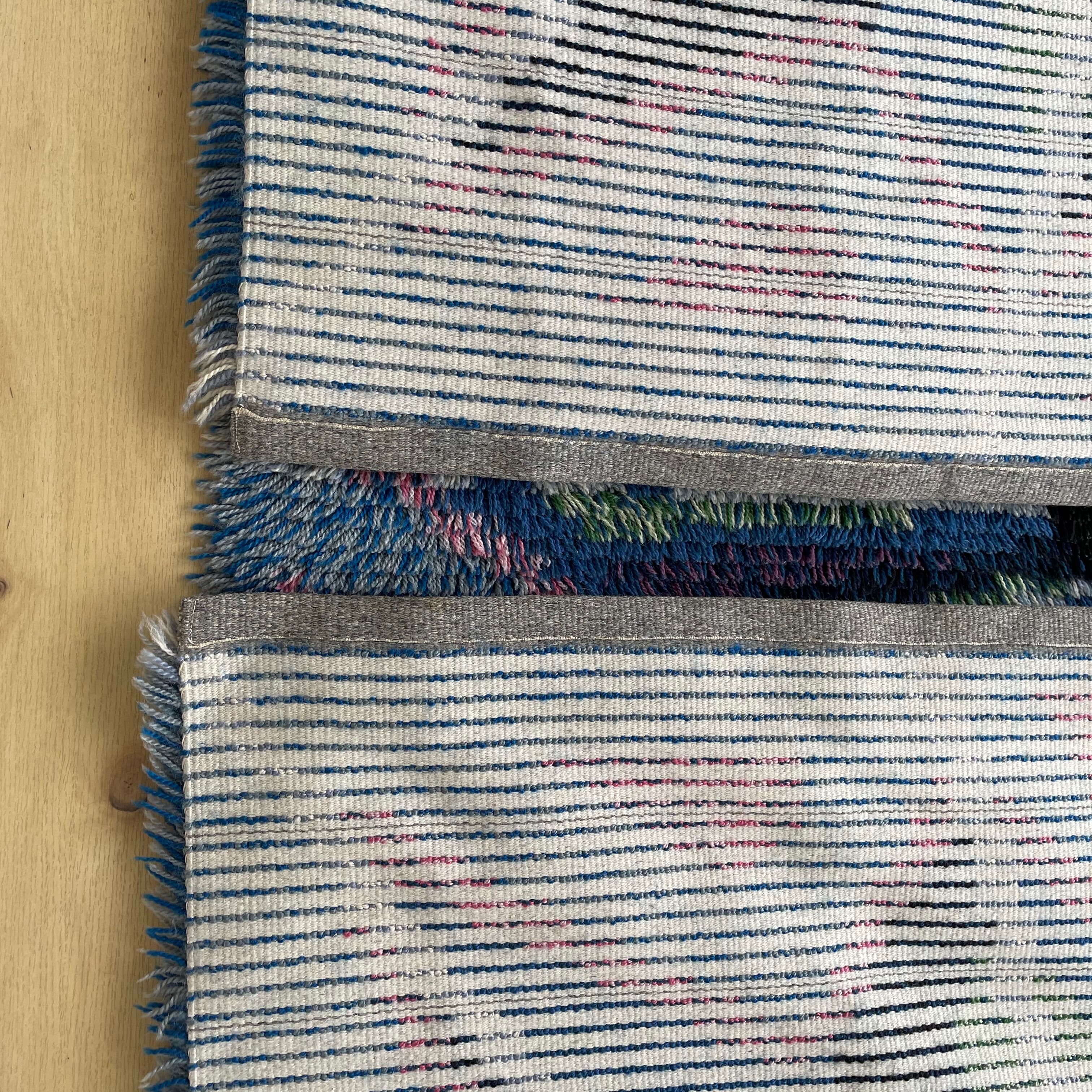 Original ABSTRACT Scandinavian High Pile Pop Art Rya Rug Carpet, Sweden, 1960s 146x201cm