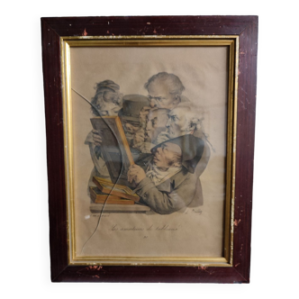 Lithograph L Boilly 19th Painting lovers