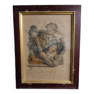 Lithographie L Boilly 19eme Les amateurs de tableaux