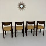 Set of 4 Girsberger Scandinavian style chairs from the 80s, vintage wood