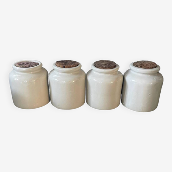 Set of 4 vintage LabLagny stoneware and cork jars