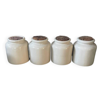 Set of 4 vintage LabLagny stoneware and cork jars