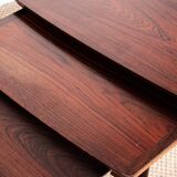 Three Danish nesting tables in rosewood by Mobelintersia 1960.