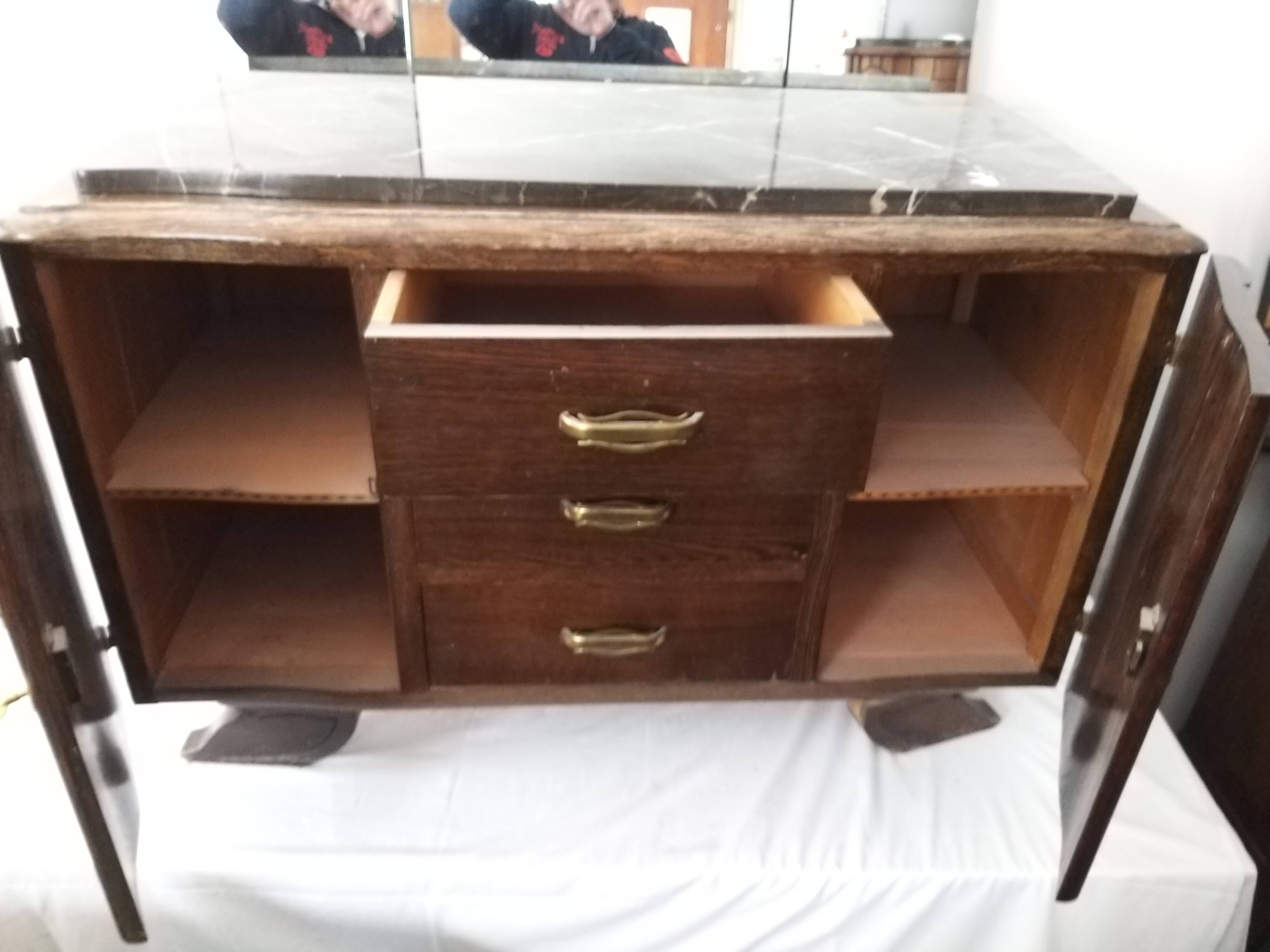 Art deco oak vanity