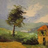 Signed painting landscape of countryside from the 20th century