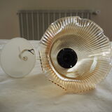 Striated tulip-shaped pendant light, in smoked glass