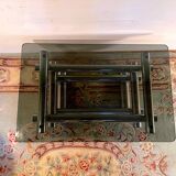 Chromed metal and smoked glass coffee table, dlg Willy Rizzo, mid-20th century