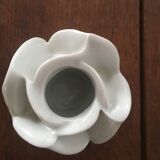 Two white porcelain flower candlesticks