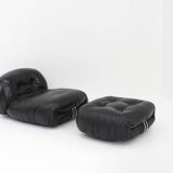 Soriana Chaise Lounge Chair by Afra & Tobia Scarpa for Cassina black leathe