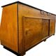 Vintage wooden shop counter with display case