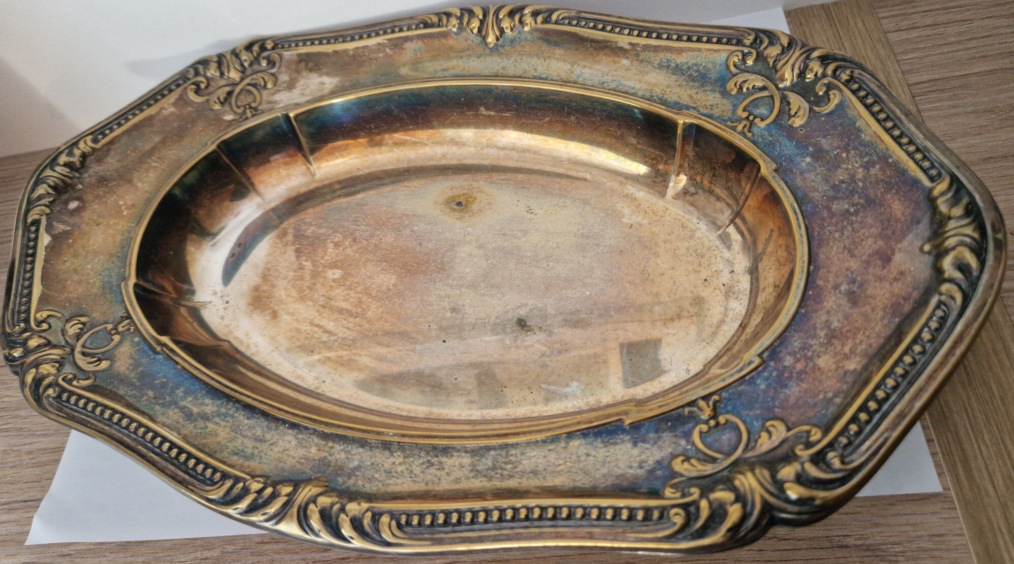 Oval serving dish in silver-plated metal – Louis XV style work