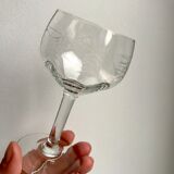 Set of 4 crystal wine glasses engraved 50-60s