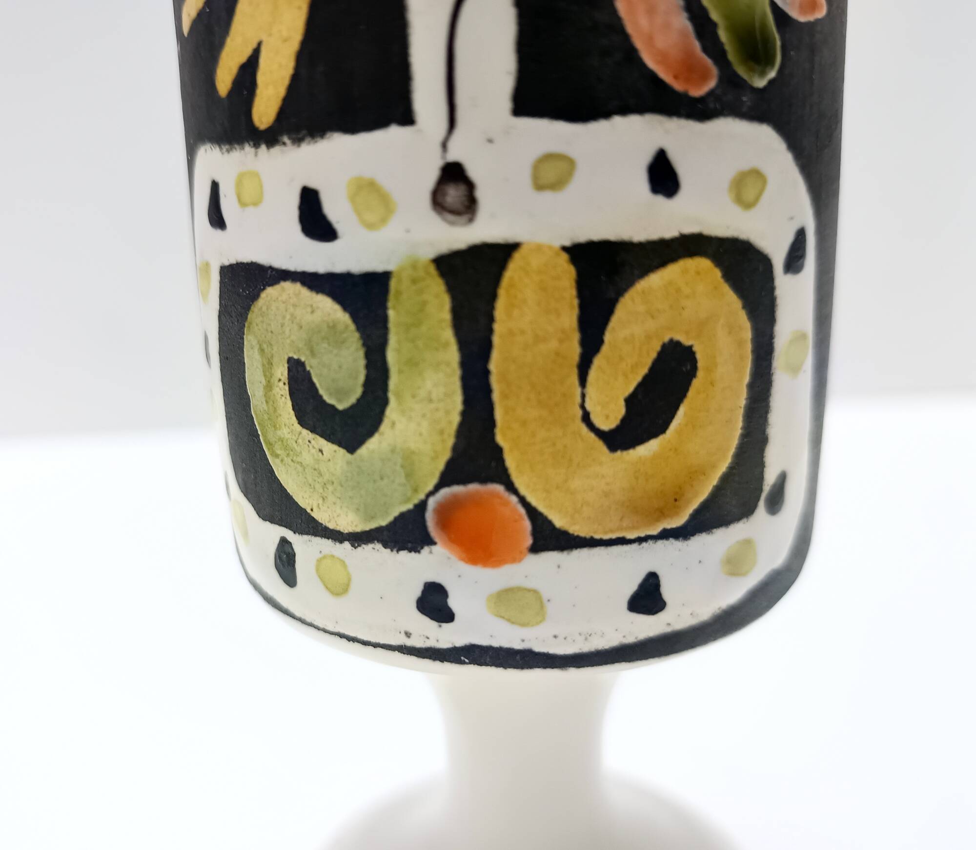 Black Lacquered Ceramic Goblet Vase by by Roger Capron, France