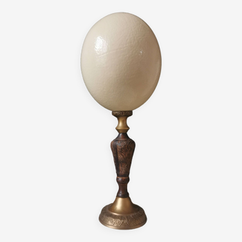 Ostrich Egg, Brass Base, Brown Patina (Early 20th Century) H: 32cm | Collection l PlaceOddity