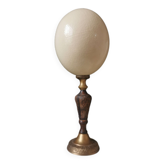 Ostrich Egg, Brass Base, Brown Patina (Early 20th Century) H: 32cm | Collection l PlaceOddity