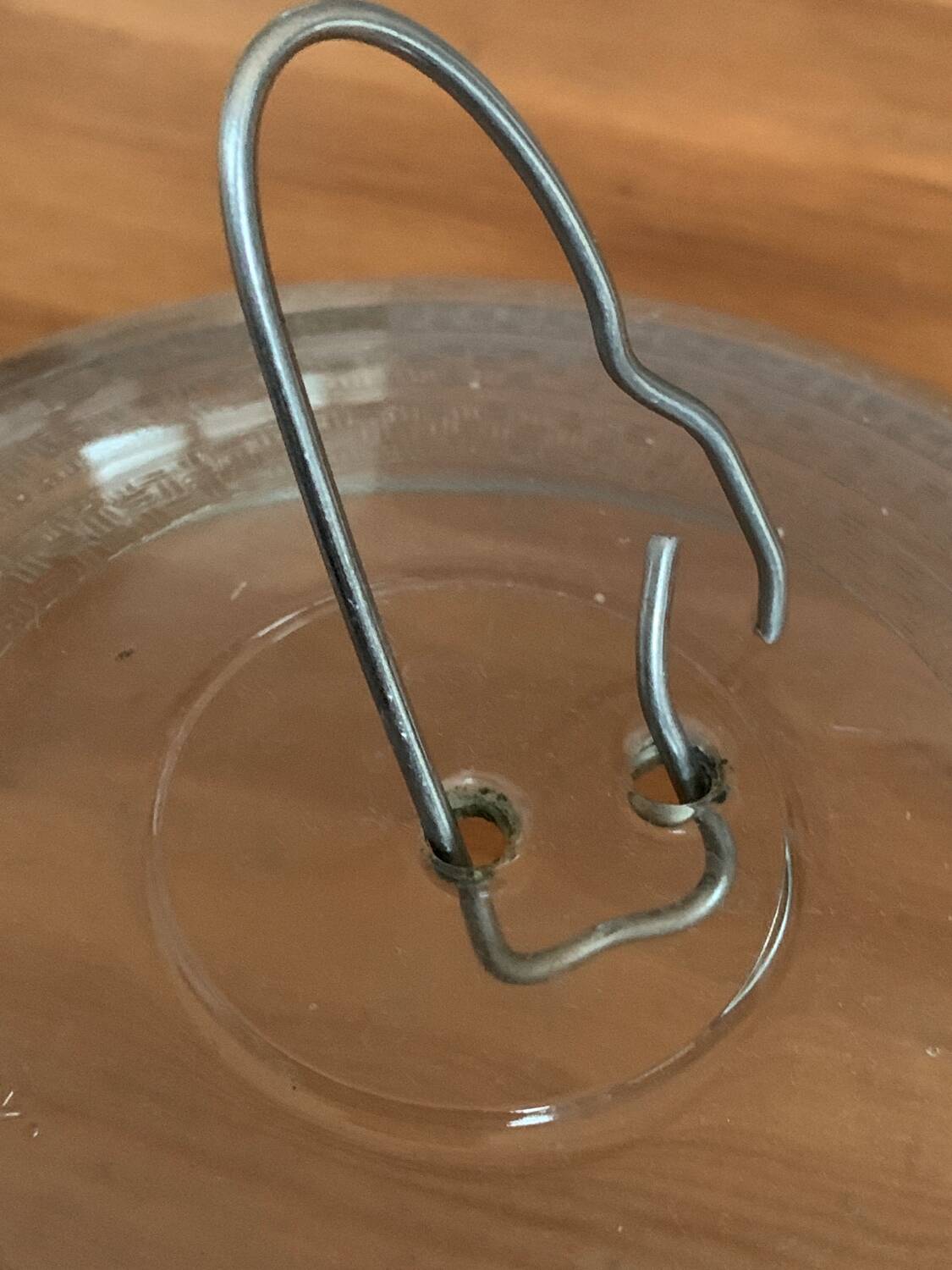 Glass bell with iron hook old vintage cheese