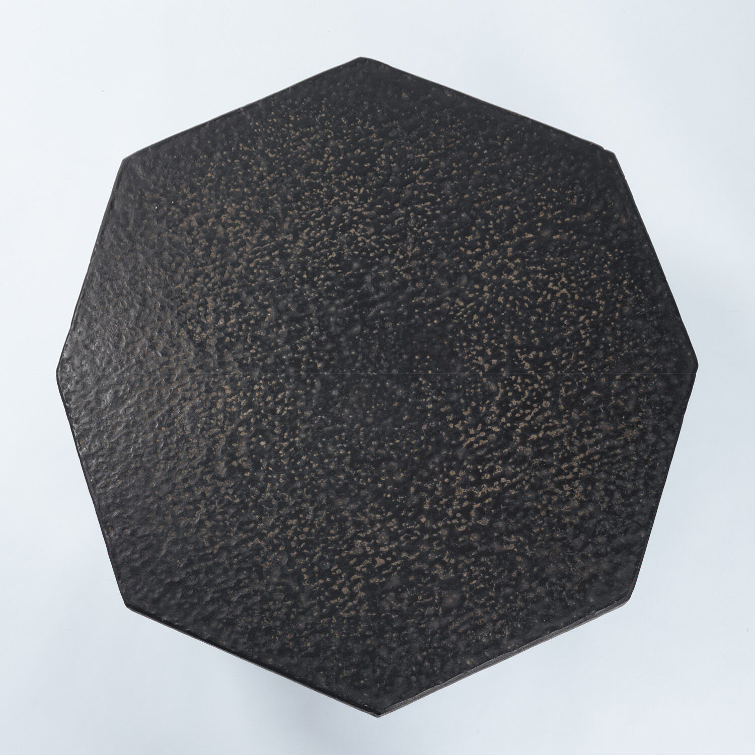 Brutalist Octagonal Coffee Table in Black Stone Look Resin, 1970s
