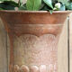 Copper vase hammered on pedestal