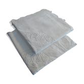 2 old embroidered pillowcases in A.R. monogrammed cotton 72 cm by 72 cm