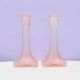 Set of 2 pink glass candlesticks