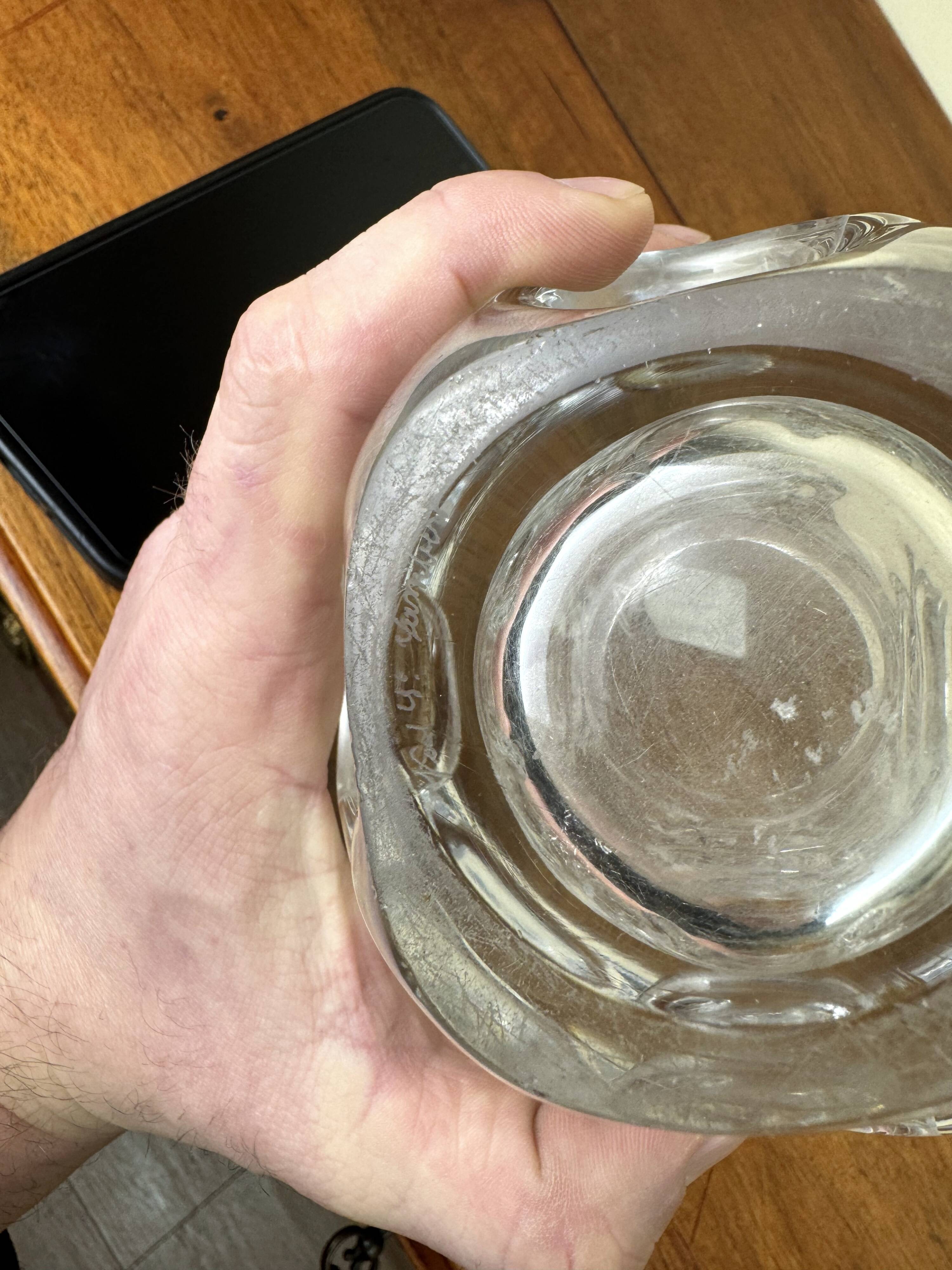 Val saint Lambert: stamped crystal vase circa 1960