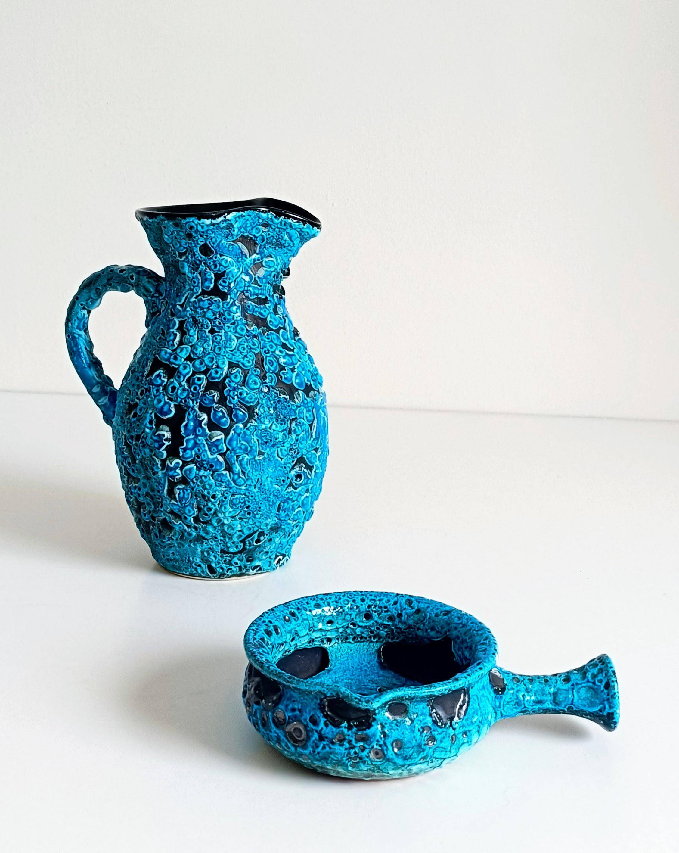 Mid-Century Blue Ceramics by Charles Cart ¨Emaux des Glaciers¨, France, 1960s