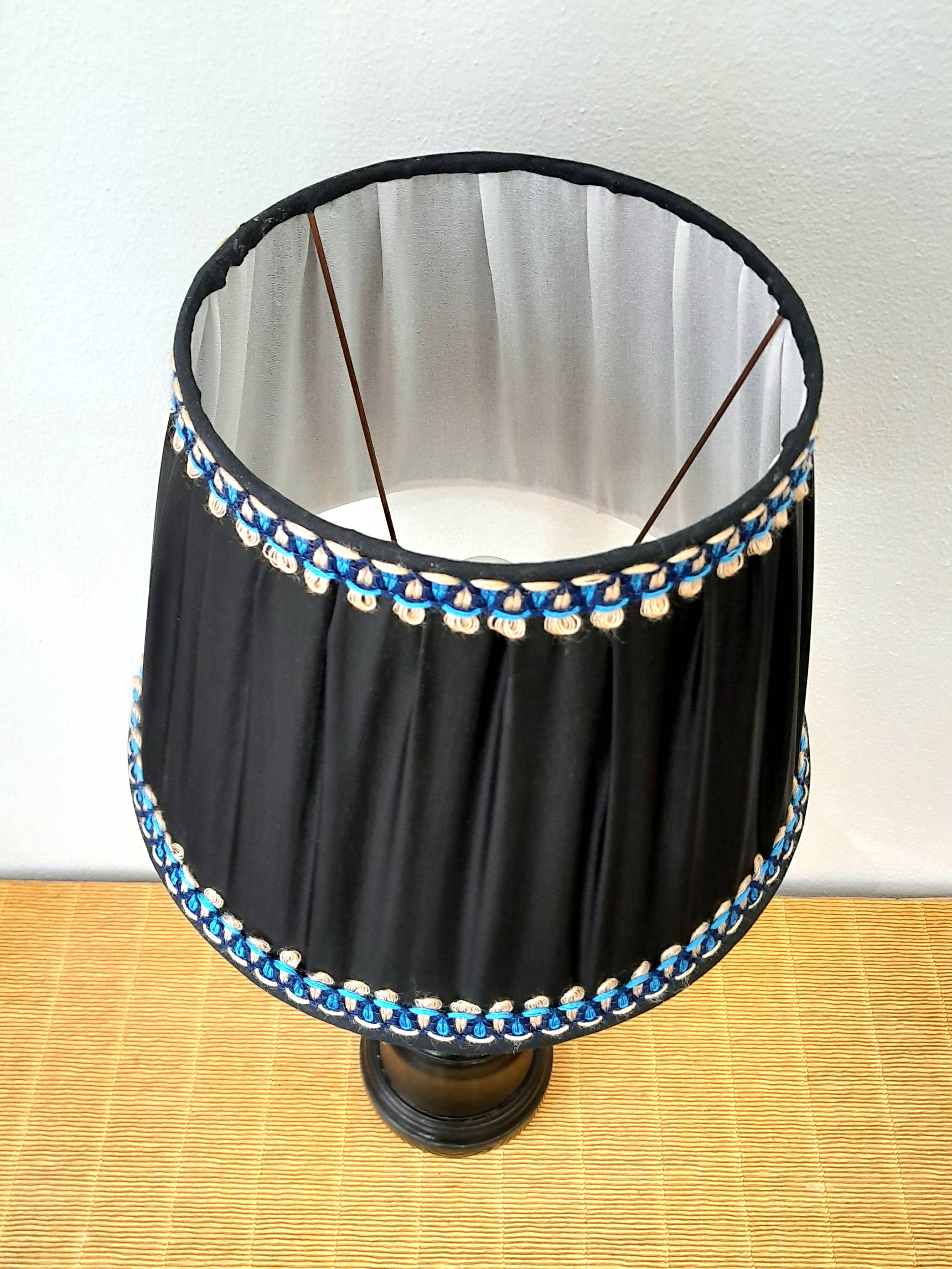 Art deco wooden lamp 1930 and couture lampshade