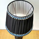 Art deco wooden lamp 1930 and couture lampshade