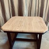Art Deco dining table with raw wood top
