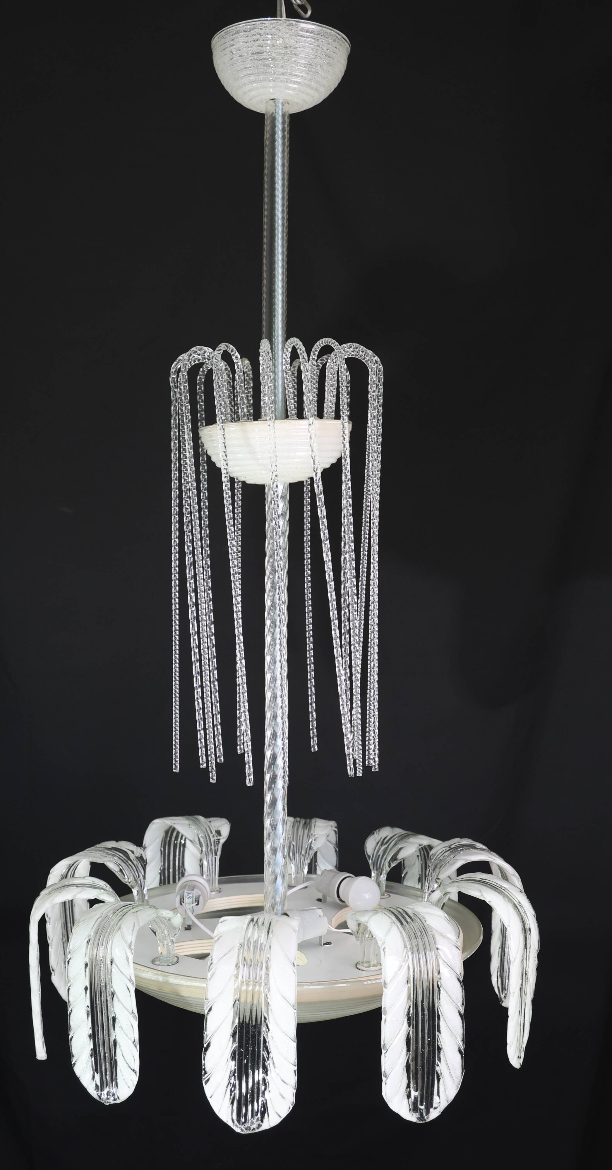 Museal Art Decò Ercole Barovier Murano Glass Chandelier, 1930