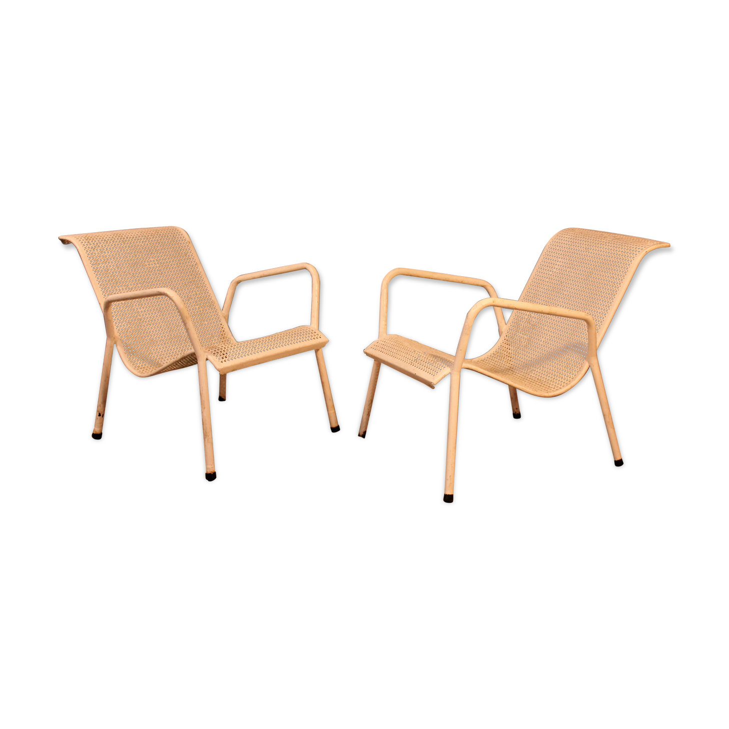 1960 perforated metal garden armchairs