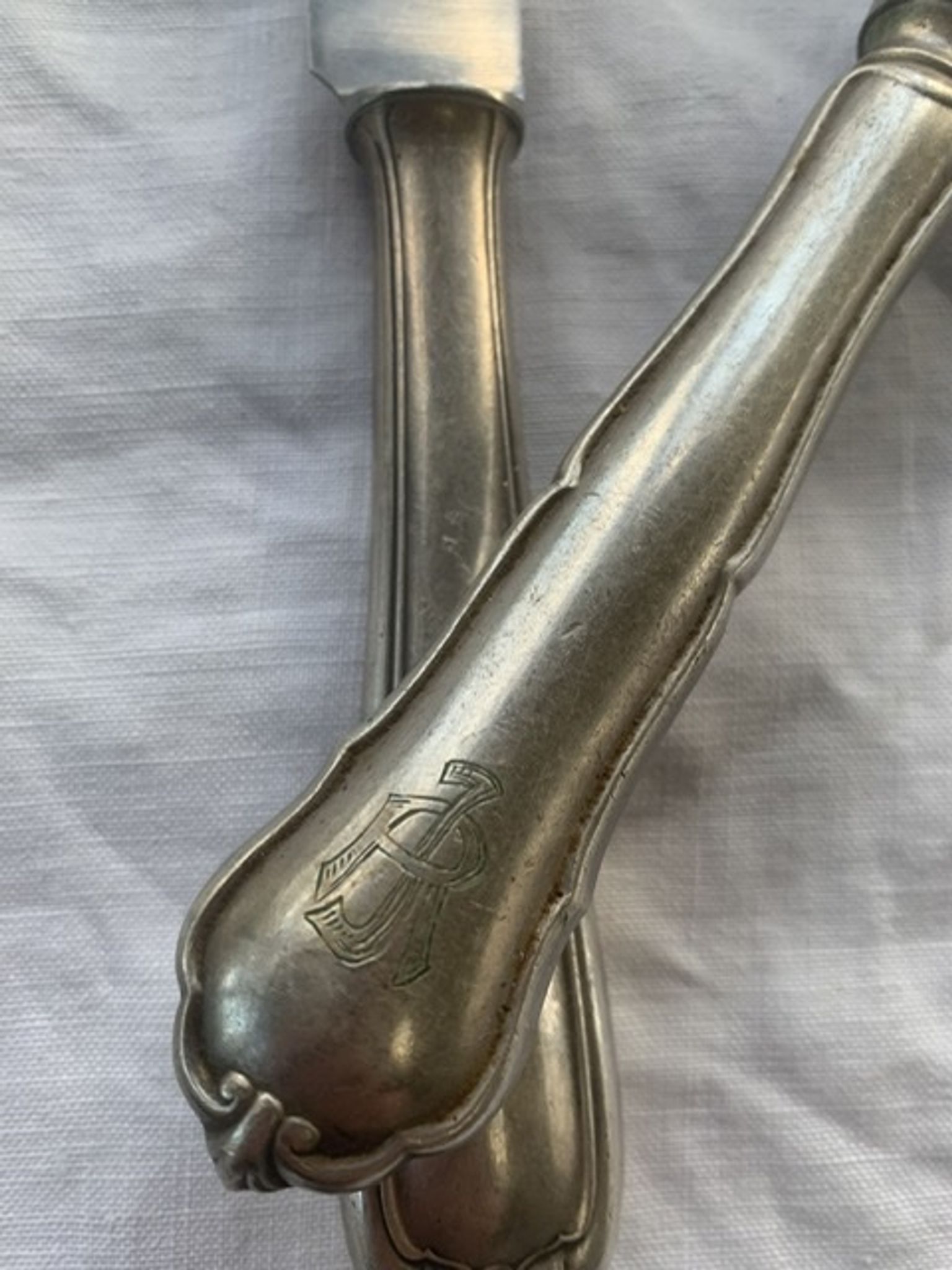 7 silver metal knives vdw Schwerte including an antique RJ monogram