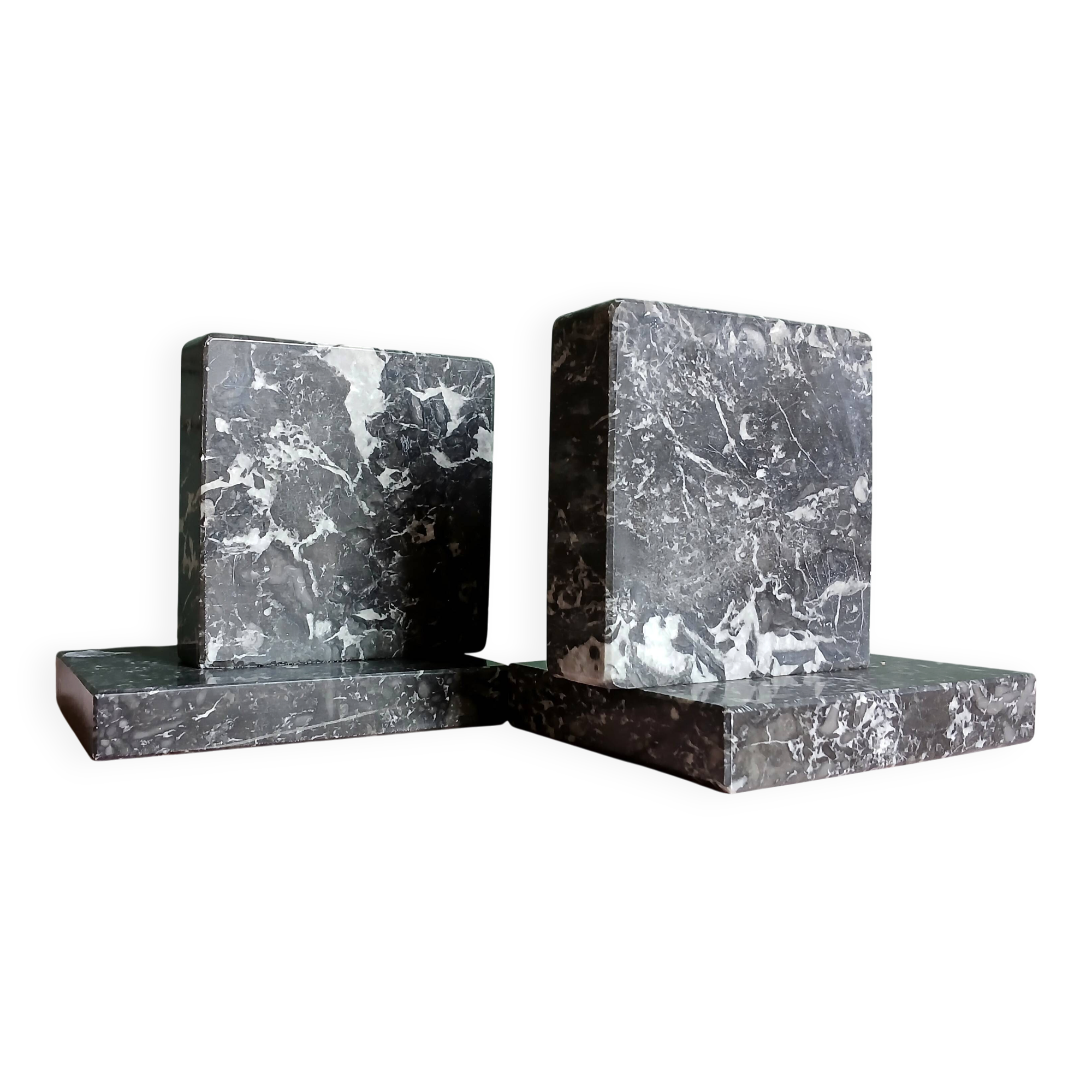 Minimalist black marble bookends