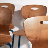 Chaises d'école d'époque (c.1950). Ensemble de 4 pièces