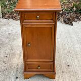 Solid wood bedside table with drawers and door