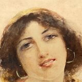 Aquarelle s de caro signature a identifier portrait de femme gitane