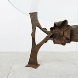 Sculpted steel flower coffee table, 1970s