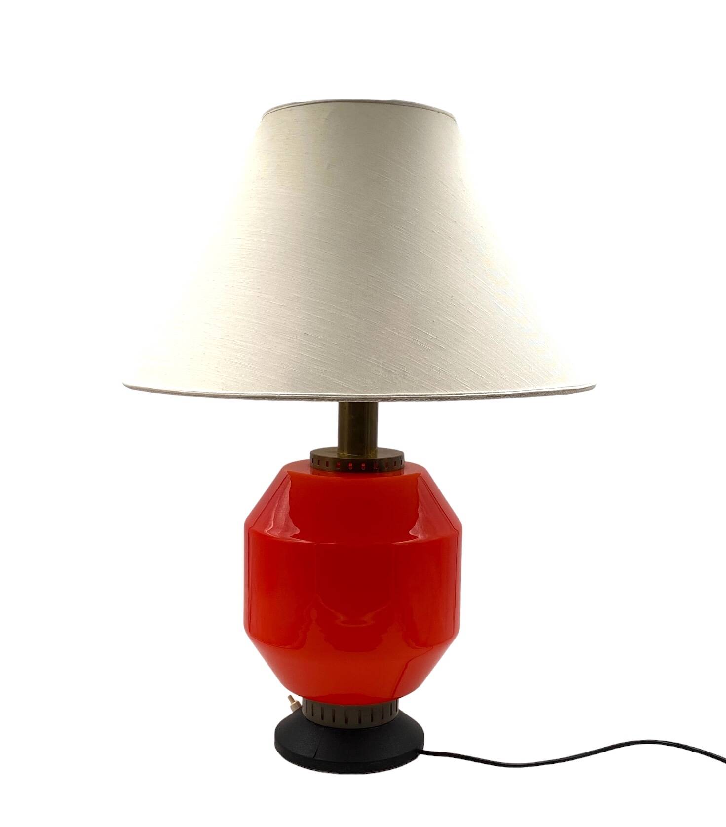 Space Age orange glass table lamp base, Italy 1960s