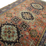 Vintage Orange Wool Azerbaijan Area Rug- 142x187cm