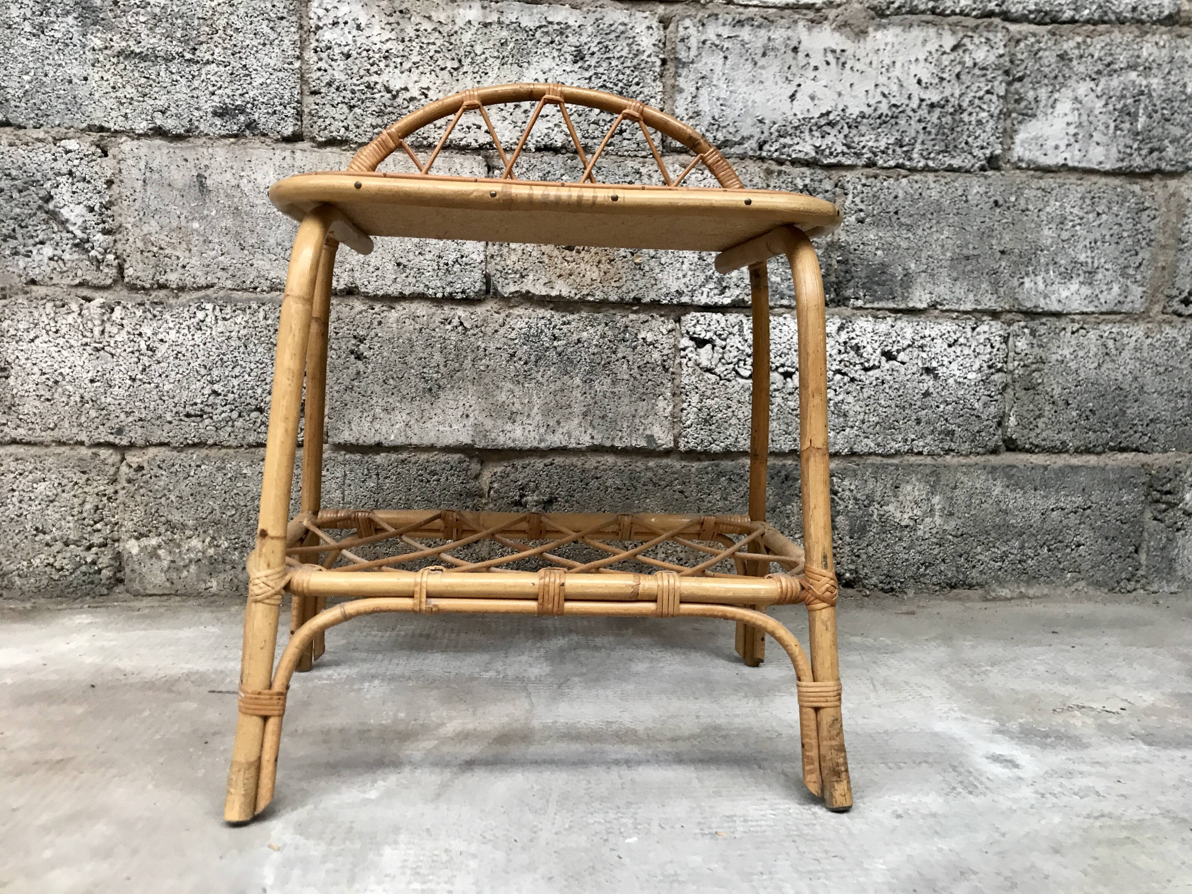 Chevet en rotin osier bambou 1950