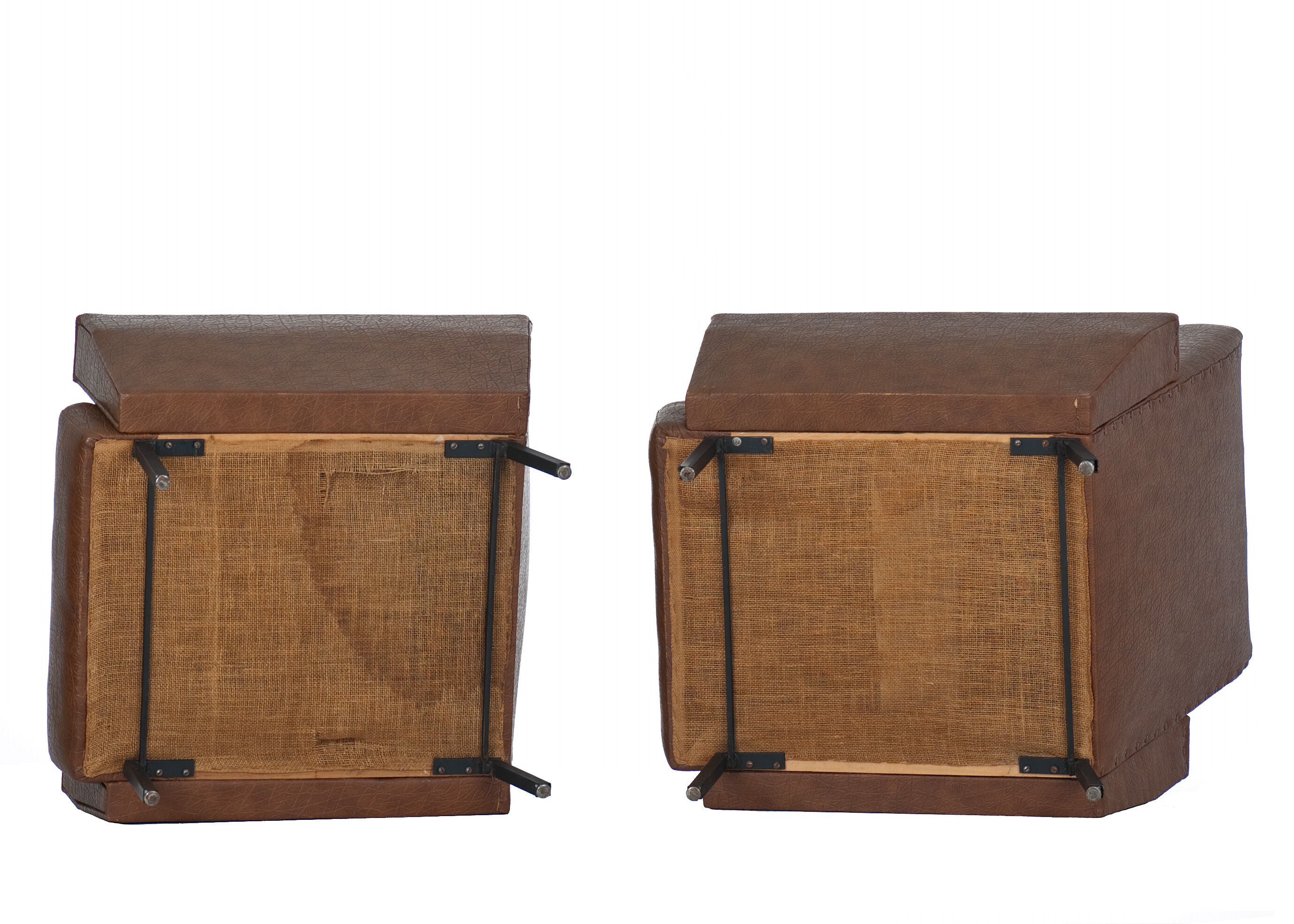 Pair of armchairs Skaï vintage brown An 60