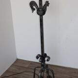 Lampadaire brutaliste "Le chant du Coq" en fer forgé, 1950