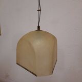 Pair of Lamperti vintage chandeliers in fiberglass and brass