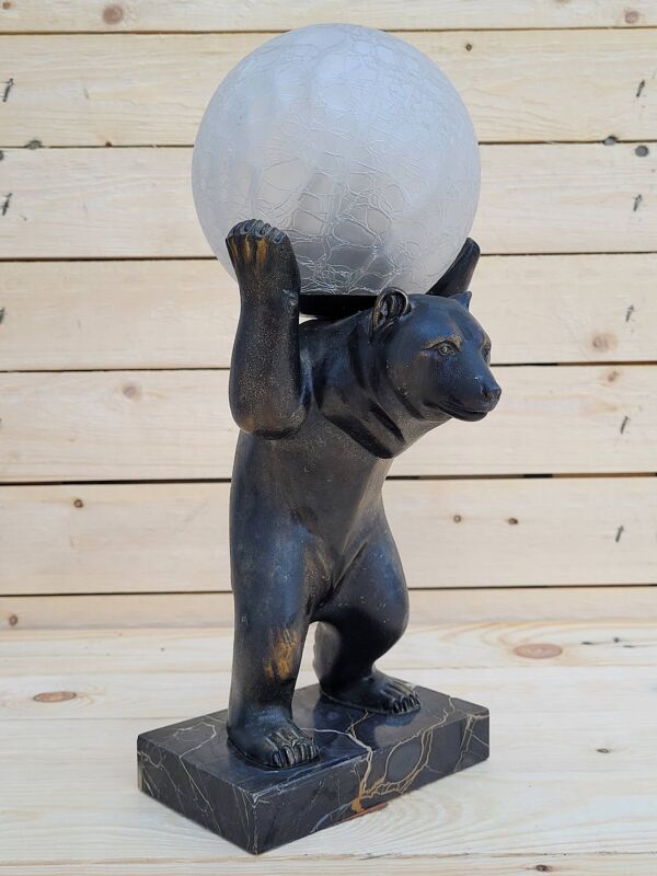 Lampe Ours Art deco signé de l'artiste Irénée Rochard, vers 1930.
