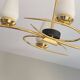 Large chandelier from 1950-1960, gilded metal with 6 white opaline glass tulips by Arlus.
