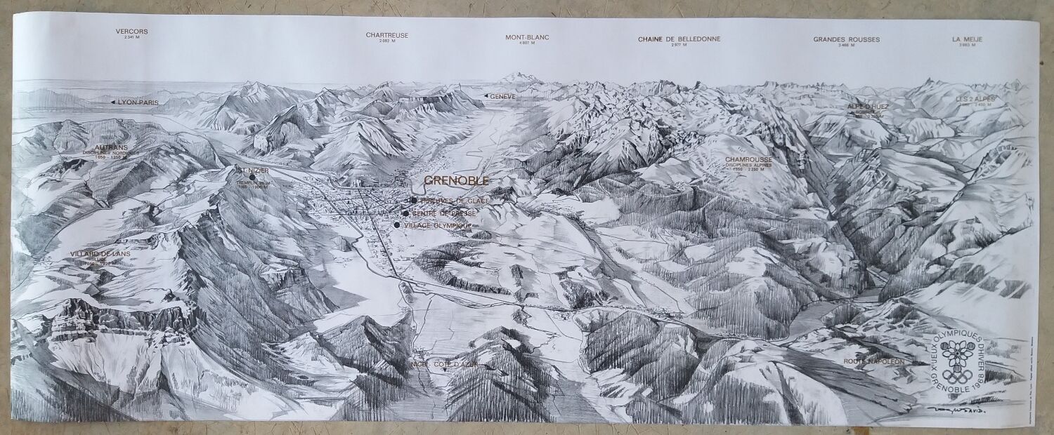 Olympic Games Grenoble 1968 - Panorama poster by Roger David