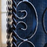 Vintage Black Wrought Iron Triptych Mirror